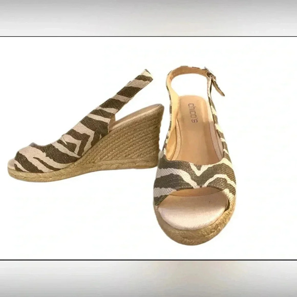 CHICO’S Zebra Print Sandals Women’s Simon Espadrille Wedge Slingback Heels 9 - Picture 3 of 14